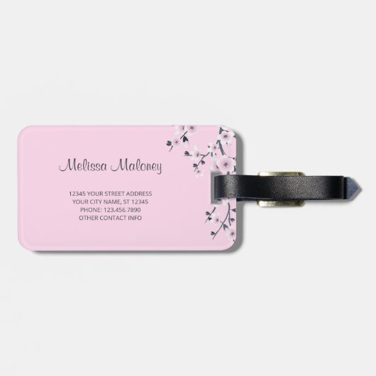 Cherry Blüten Niedlich Owl Gepäckanhänger (Rückseite horizontal)