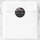 Cherry Blüten Pink Black S mehr Liebe Runder Aufkleber (Tasche)