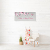 Cherry Blüten Pink Gray Custom Baby Dusche Banner (Insitu)