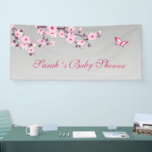 Cherry Blüten Pink Gray Custom Baby Dusche Banner (Messe)