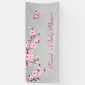 Cherry Blüten Pink Gray Custom Baby Dusche Banner (Vertikal)