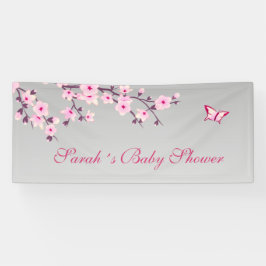 Cherry Blüten Pink Gray Custom Baby Dusche Banner