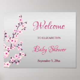 Cherry Blüten Pink Gray Custom Baby Dusche Poster