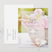 Cherry-Blüten-Rosa-Blume Hochzeit Ankündigungspostkarte (Vorne/Hinten)