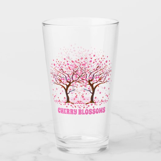 Cherry Blüten Rosa Schneeglobe Glas (Vorderseite)