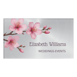 Cherry Blüten Rosa Silberdecker Hochzeitsplaner Namenschild