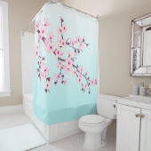 Cherry Blüten Rosa Türkis Duschvorhang (Beispiel)