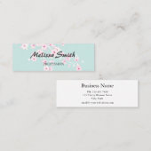 Cherry Blüten Rosa Türkis Floral Mini Visitenkarte (Vorne/Hinten)