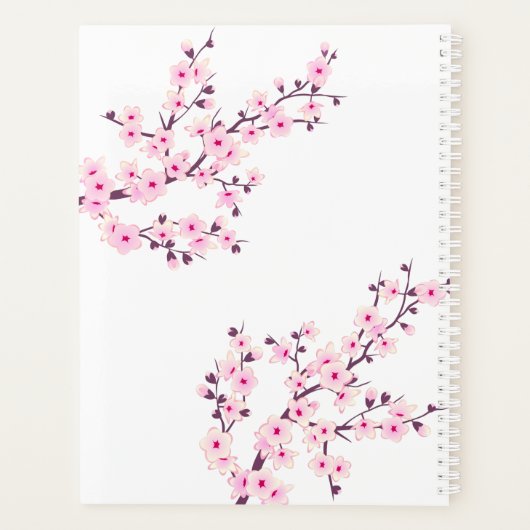 Cherry Blüten Rosa Weiß Planer (Rückseite)