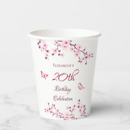Cherry Blüten Rosa Weißer Geburtstag Pappbecher
