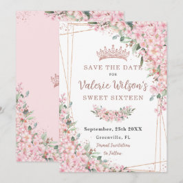 Cherry Blüten Rose Gold Süße 16 Quinceañera Save The Date