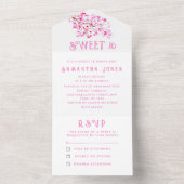Cherry Blüten Sweet 16 Floral Sechzehn Sakura All In One Einladung (Innen Boden)