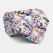 Cherry Blüten und Vögel Japanischer Necktie Krawatte (Gerollt)