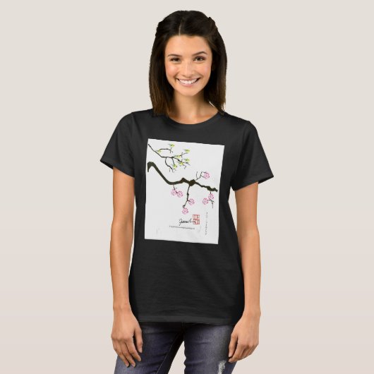 Cherry Blüten und Vögel Tony Fernandes T-Shirt (Vorne ganz)