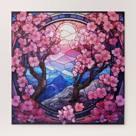 Cherry-Blüten verklebtes Glas-Puzzle Puzzle (Vertikal)