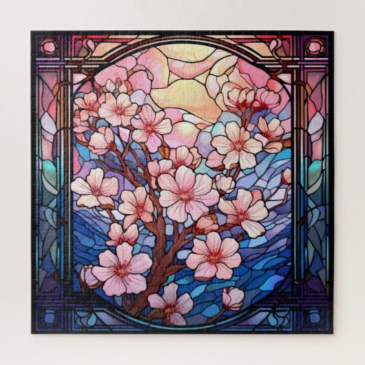 Cherry-Blüten verklebtes Glas-Puzzle Puzzle (Vertikal)
