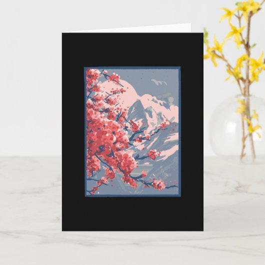 Cherry-Blütenberg Karte (Gelbe Blume)