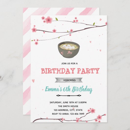 Cherry Blütenthema Einladung (Vorne/Hinten)