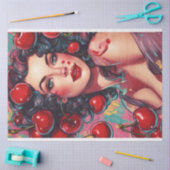 Cherry Bomb Babe Pinup Retro Decoupage Seidenpapier (Basteln)