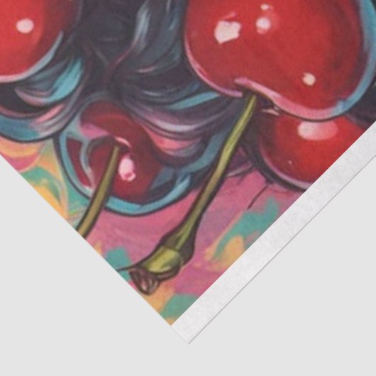 Cherry Bomb Babe Pinup Retro Decoupage Seidenpapier (Ausschnitt)