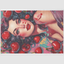 Cherry Bomb Babe Pinup Retro Decoupage