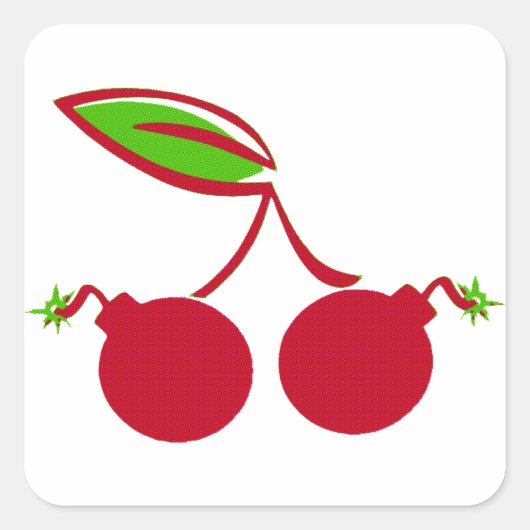 Cherry Bomb Quadratischer Aufkleber (Vorderseite)