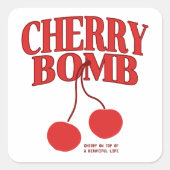 Cherry Bomb Retro Quadratischer Aufkleber (Vorderseite)