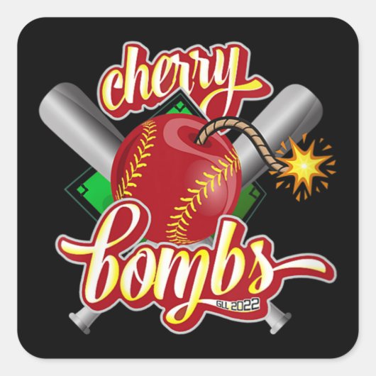 Cherry Bombs Logo Softball Parents Glendora Gear Quadratischer Aufkleber (Vorderseite)