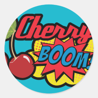 Cherry Boom! Runder Aufkleber