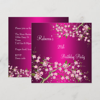 Cherry Bossom 21. Elegante Geburtstagsparty Pink Einladung