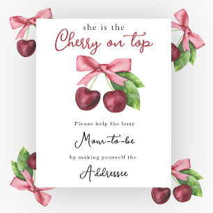 Cherry-bow-Baby-Dusche Mama zu adressieren Poster