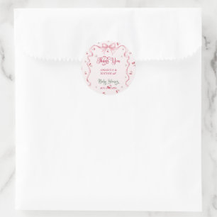 Cherry Bow Baby Dusche Vielen Dank Runder Aufkleber