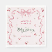 Cherry Bow Baby Shower Serviette (Vorderseite)