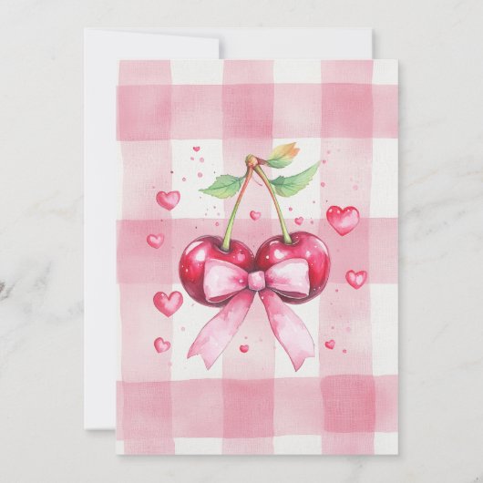 Cherry Bow Birthday Cherry On Top Einladung (Rückseite)