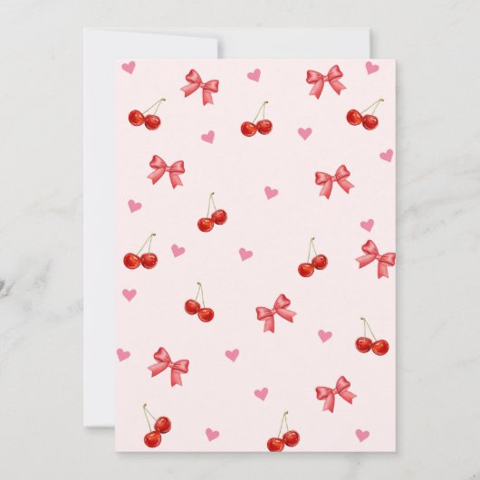 Cherry Bow Birthday Einladung (Rückseite)