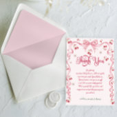 Cherry Bow Girl Baby Shower Dankeskarte