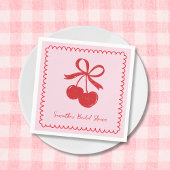 Cherry Bow Pink & Red Hand Drawing Brautparty Serviette