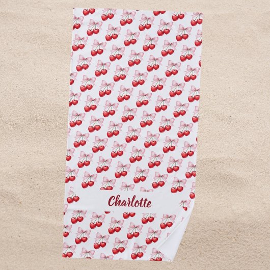 Cherry bow rosa name strandtuch