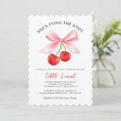 Cherry Bow verbindet das knochenhölzerne Brautpart Einladung (Stehend Vorderseite)