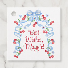 Cherry Bows Watercolor Geschenkanhänger