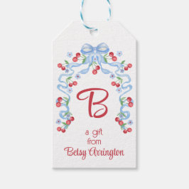 Cherry Bows Watercolor Geschenkanhänger