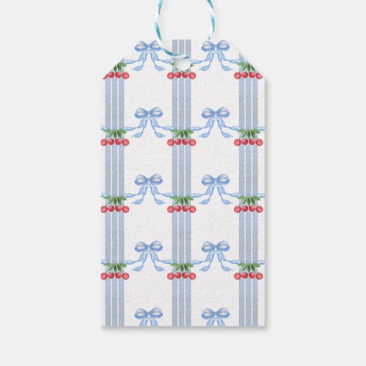 Cherry Bows Watercolor Geschenkanhänger (Rückseite)