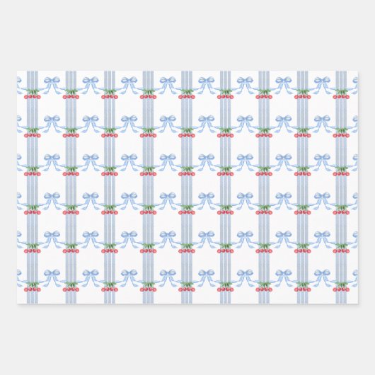 Cherry Bows Watercolor Geschenkpapier Set (Vorderseite 2)