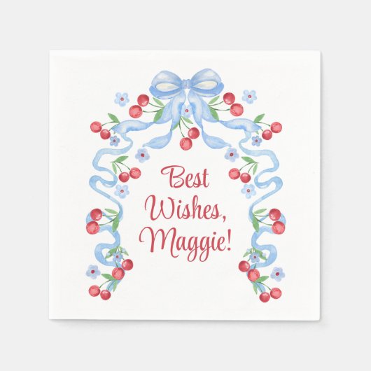 Cherry Bows Watercolor Serviette (Vorderseite)