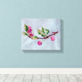 Cherry Branch auf Denim Leinwanddruck (Insitu (Holzboden))