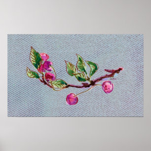 Cherry Branch auf Denim Poster