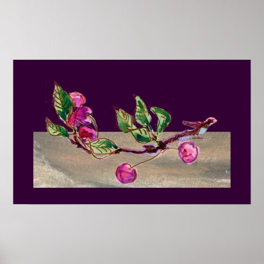 Cherry Branch auf lila Poster (Vorne)