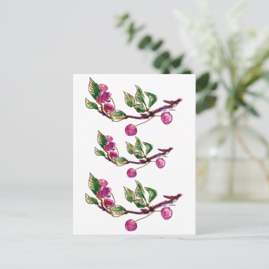 Cherry Branch Postkarte (Stehend Vorderseite)