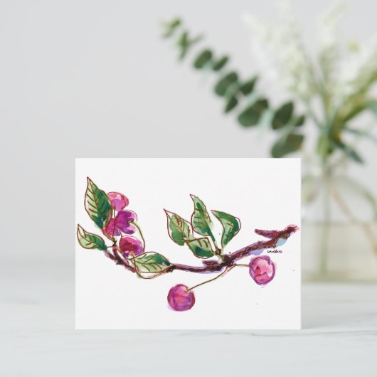 Cherry Branch Postkarte (Stehend Vorderseite)