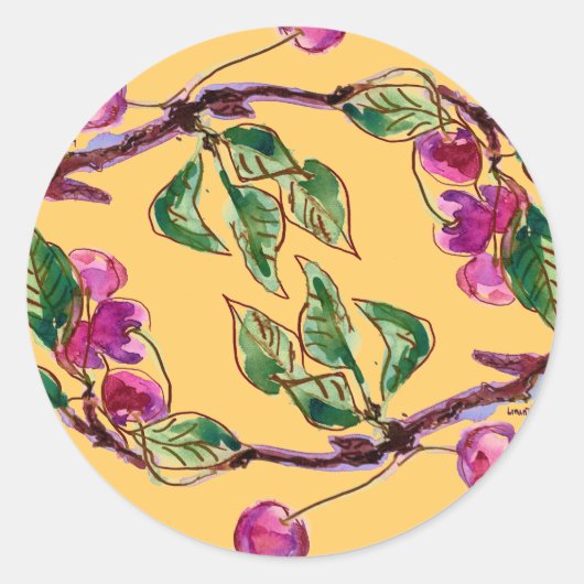 Cherry Branch Runder Aufkleber (Vorderseite)